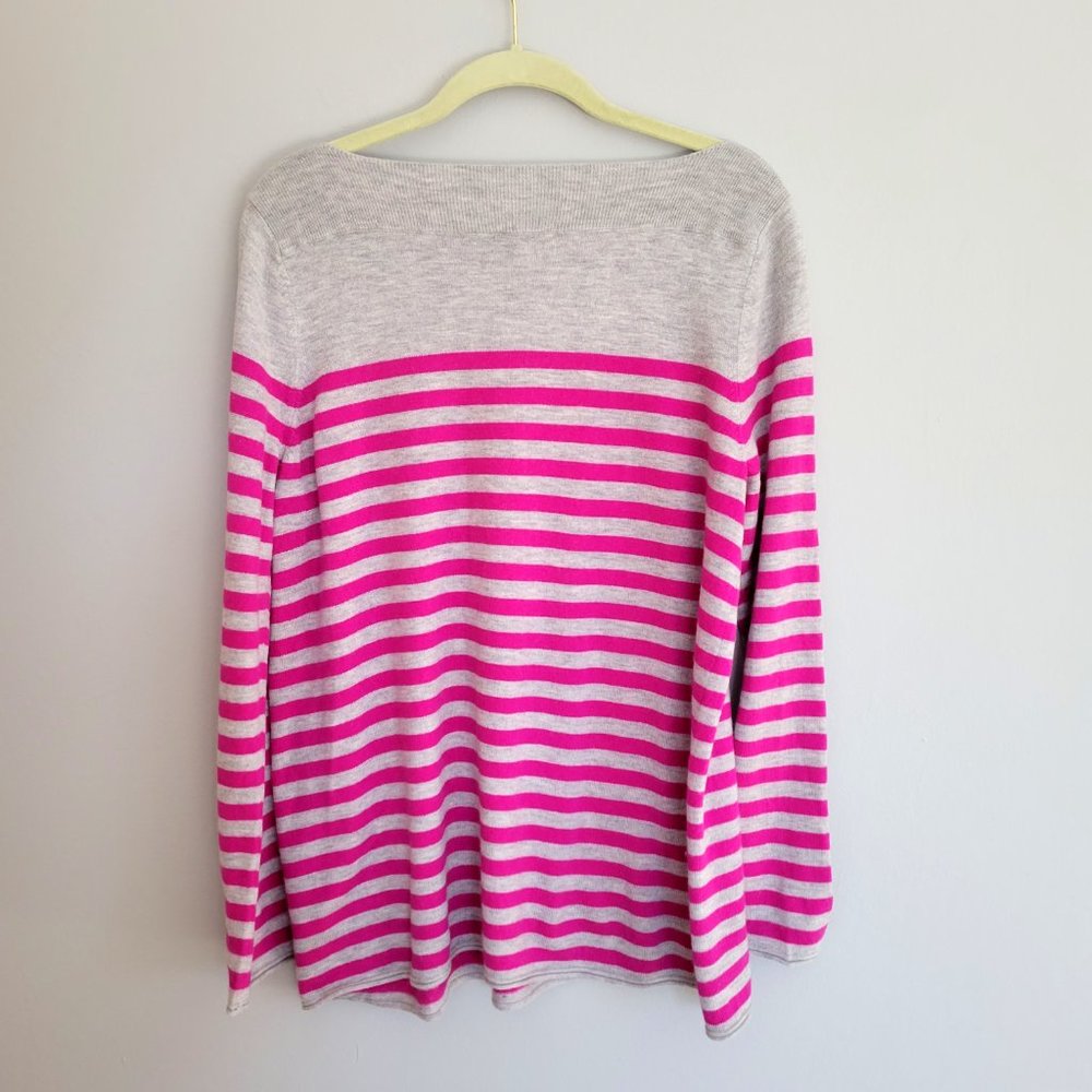Gap Bella Pink/Gray Striped Boatneck Sweater, L - Picture 3 of 5